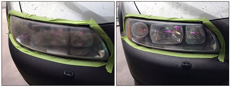 headlight before and after cleaning